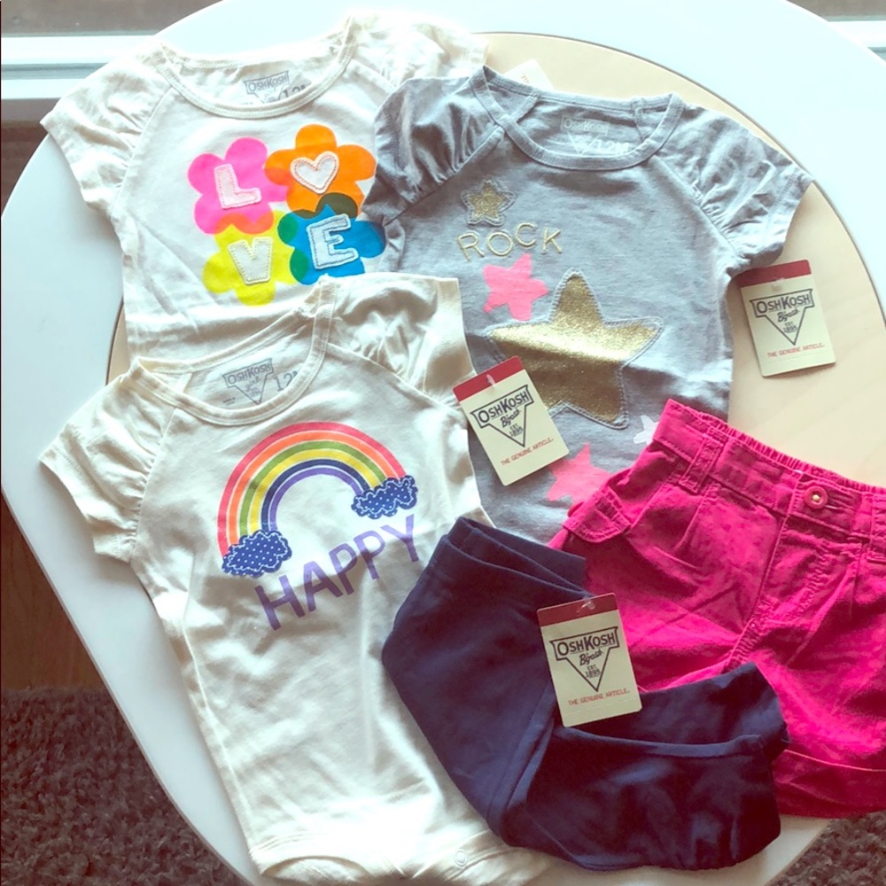 Osh Kosh 3 star, love,onesie, shorts, leggings set